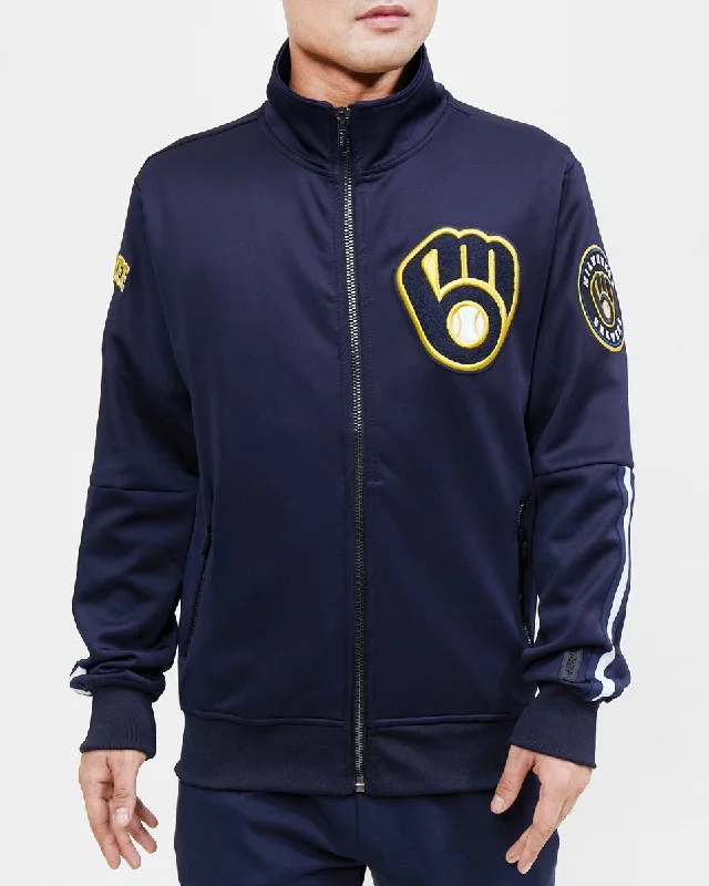 Comfortable Lounge Wear MLB MILWAUKEE BREWERS CLASSIC MEN'S TRACK JACKET (MIDNIGHT NAVY) Comfortable Lounge Wear MLB MILWAUKEE BREWERS CLASSIC MEN'S TRACK JACKET (MIDNIGHT NAVY)