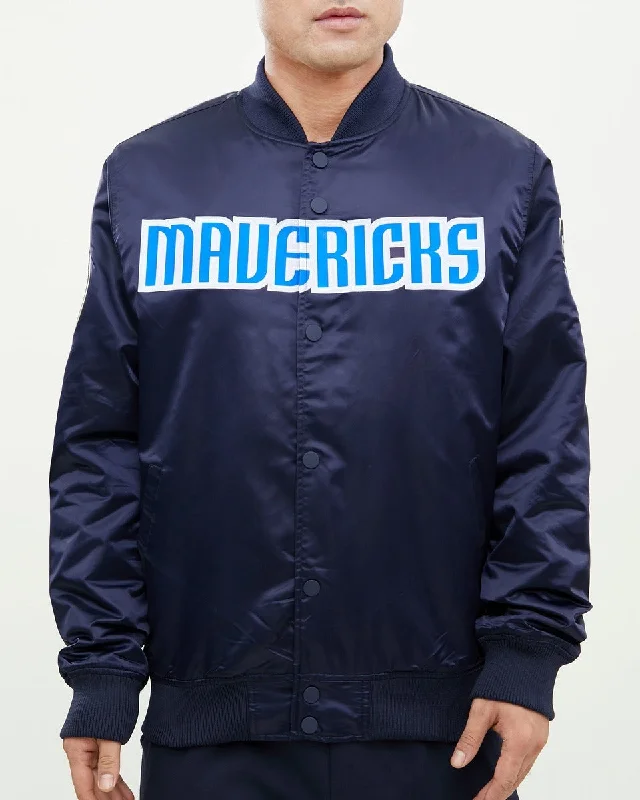 Spiritual Vitality NBA DALLAS MAVERICKS WORDMARK MEN'S SATIN JACKET (MIDNIGHT NAVY)
