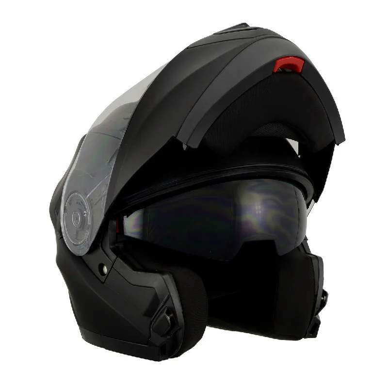 Sports Design Milwaukee Performance Helmets MPH9803DOT 'Ionized' Matte Black Advanced Modular Motorcycle Helmet with Drop Down Visor Sports Design Milwaukee Performance Helmets MPH9803DOT 'Ionized' Matte Black Advanced Modular Motorcycle Helmet with Drop Down Visor