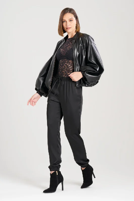 Perfect Tailoring Vegan Luxe Lambskin Bomber Jacket