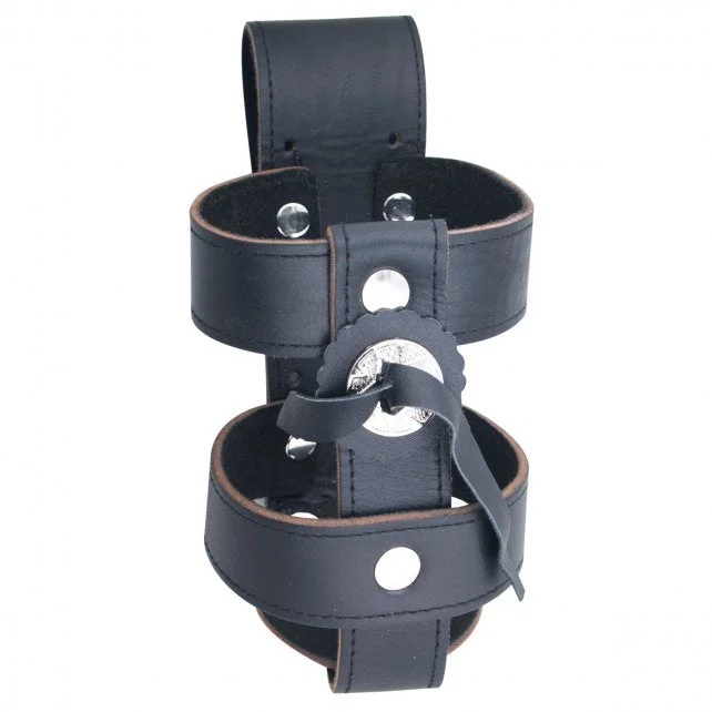 Fresh And Simple Hot Leathers BVH1001 Black Leather Bottle Holder for Handle Bars