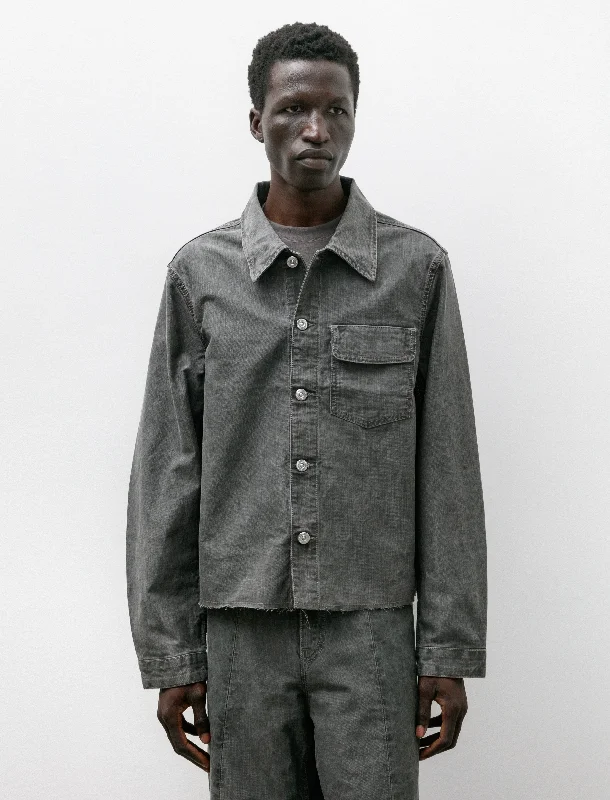 High Street Fashion Cut Rebirth Jacket Olive Pigment Coated Weave