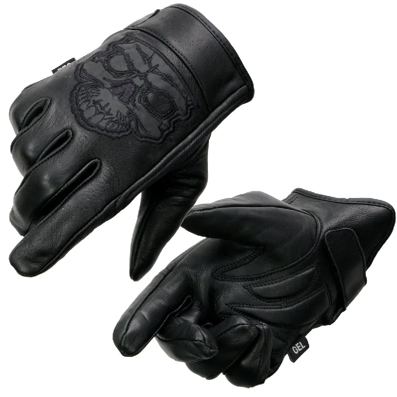 Design And Tailoring Milwaukee Leather MG7571 Men's Black ‘Col-Tec’ Leather ‘Reflective Skull’ Motorcycle Hand Gloves W/ Gel Padded Palm Design And Tailoring Milwaukee Leather MG7571 Men's Black ‘Col-Tec’ Leather ‘Reflective Skull’ Motorcycle Hand Gloves W/ Gel Padded Palm