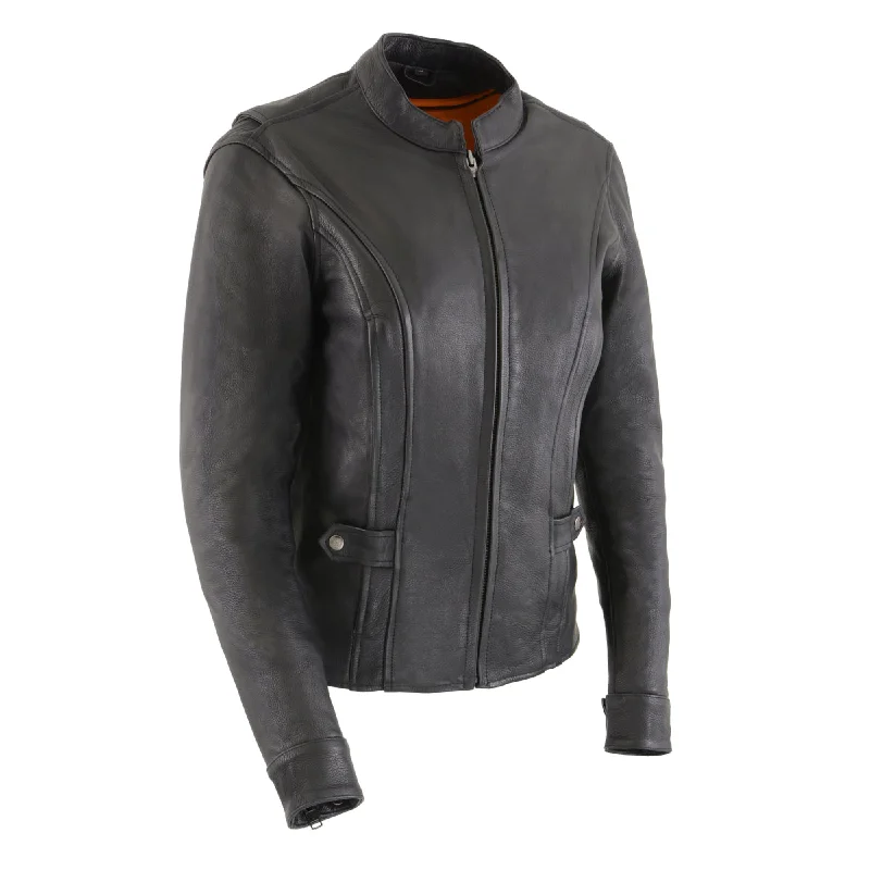 Floral Prints Milwaukee Leather MLL2530 Women's Vented Black Leather Scooter Jacket