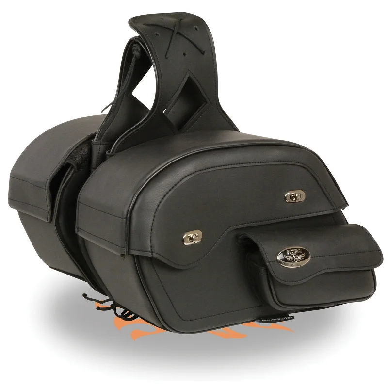 Soft Knitwear Milwaukee Leather MP8306 Black Large Cruiser Style Slant Throw Over Saddle Bags