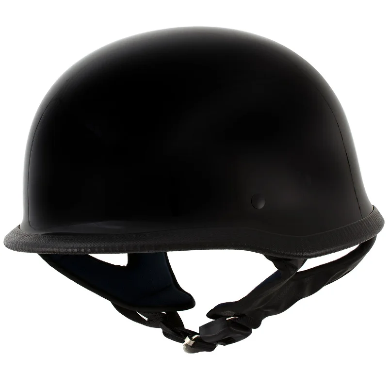 Comfortable Tops Outlaw T-75 'The Hanz' German Style Gloss Black Advanced Motorcycle Half Helmet