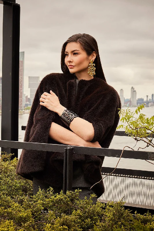 Exquisite Details Faux Mink Cape