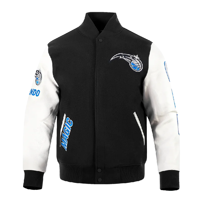 British Style NBA ORLANDO MAGIC CLASSIC WOOL MEN'S VARSITY JACKET (BLACK/WHITE)