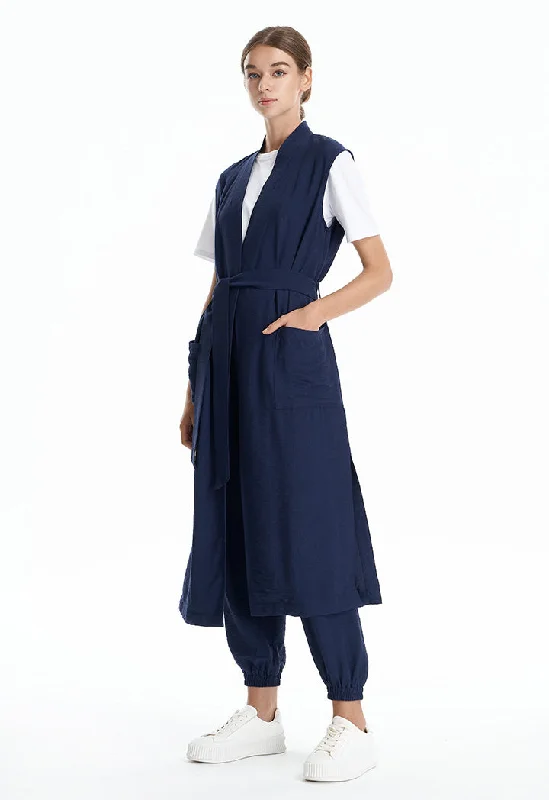 Fashion Expert Solid Vest Maxi Jacket