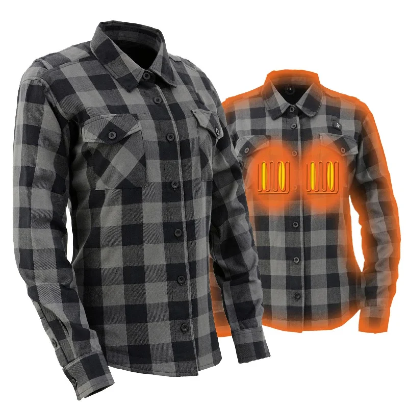 Cozy Shirts Nexgen Heat Women's NXL2601SET Bonnie Black - Grey Heated Flannel Sleeve Shirt for Outdoor Activities w/ Battery Cozy Shirts Nexgen Heat Women's NXL2601SET Bonnie Black - Grey Heated Flannel Sleeve Shirt for Outdoor Activities w/ Battery