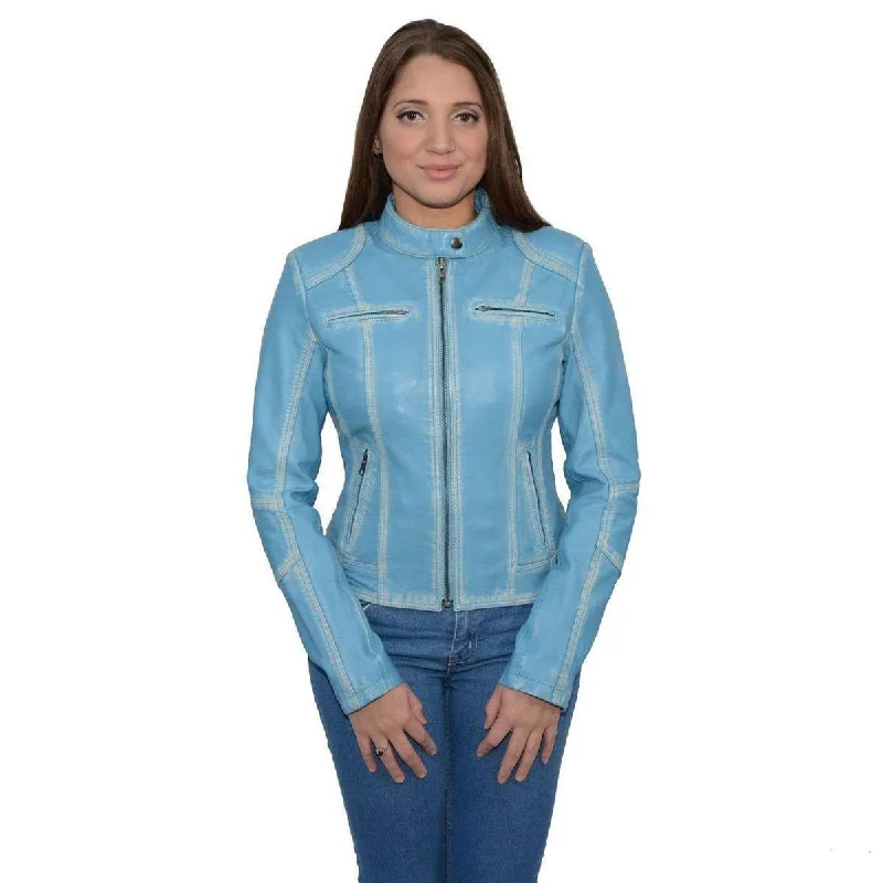High-quality Fabrics Milwaukee Leather SFL2830 Women's Aqua Scuba Style Sheepskin Fashion Leather Jacket High-quality Fabrics Milwaukee Leather SFL2830 Women's Aqua Scuba Style Sheepskin Fashion Leather Jacket