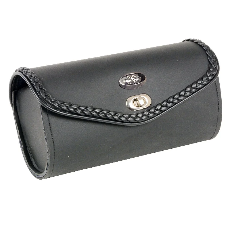 Casual Comfort Wear Milwaukee Performance SH49904 Black PVC Large Braid and Studded Windshield Bag with Turn Clasp Casual Comfort Wear Milwaukee Performance SH49904 Black PVC Large Braid and Studded Windshield Bag with Turn Clasp