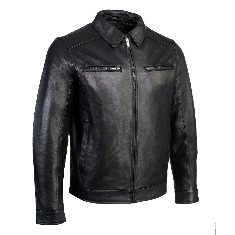 End Of The Year Boston Harbour 1.0 Men's Black New Zealand Lamb Leather Fashion Car Coat Jacket SFM1899 End Of The Year Boston Harbour 1.0 Men's Black New Zealand Lamb Leather Fashion Car Coat Jacket SFM1899