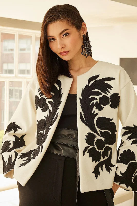 High Street Series Felt Embroidered Crop Jacket