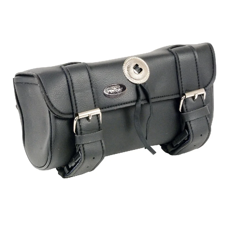 Chic Comfort Wear Milwaukee Leather SH62601 Black Small PVC Double Strap with Concho Windshield-Tool Bag Chic Comfort Wear Milwaukee Leather SH62601 Black Small PVC Double Strap with Concho Windshield-Tool Bag