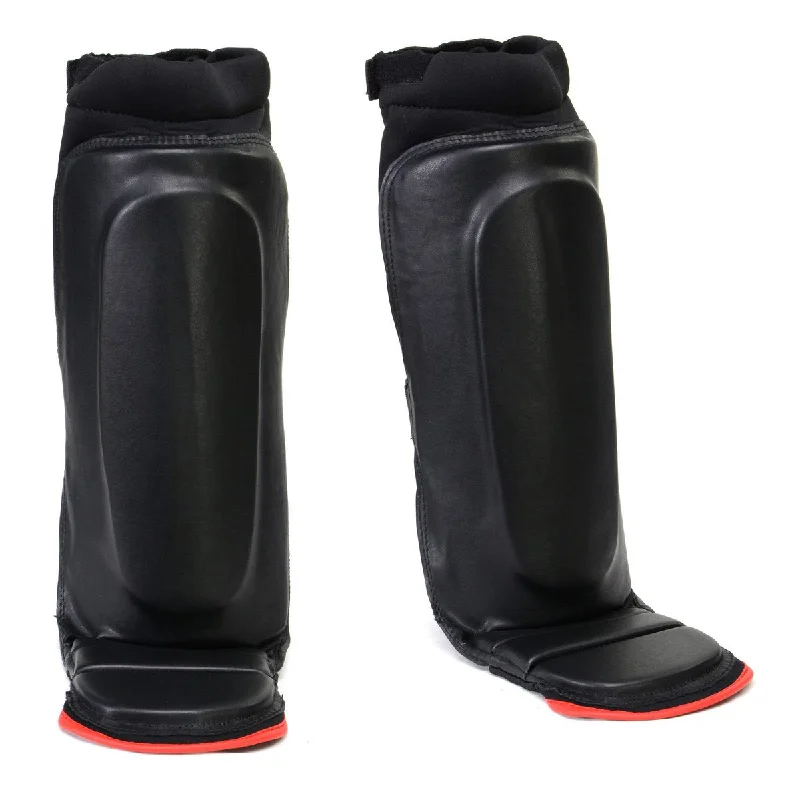 Elegant Comfort X-Fitness XF1000 Black and Red Hybrid Kickboxing MMA Shin Guards