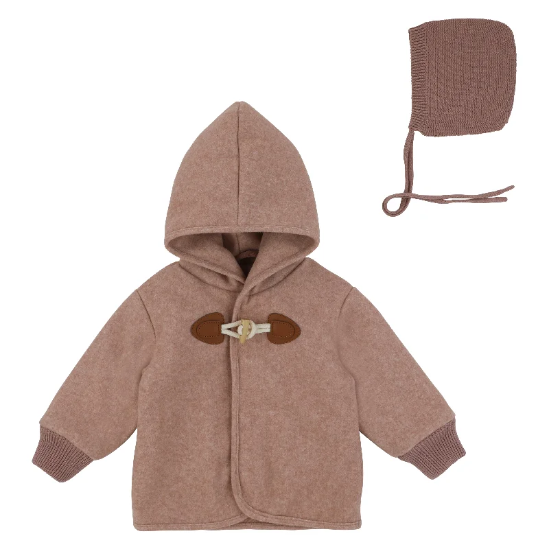 Youthful Vitality coat wool jacket toggle with bonnet - mauve