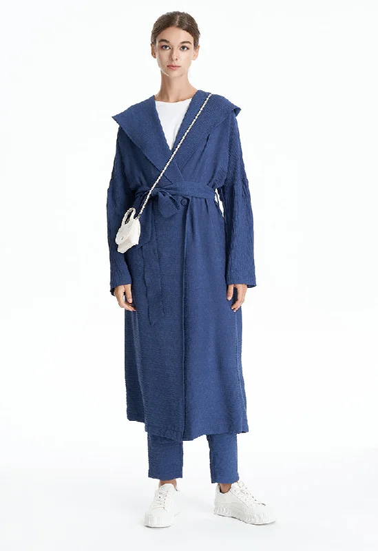 High-end Design Texture Maxi Hoodie Jacket