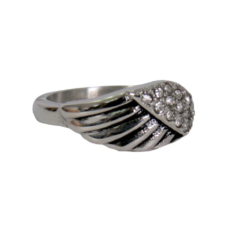 Casual Fit Wear Hot Leathers JWR1130 Women's Silver 'Diamond Angel Wing' Stainless Steel Ring