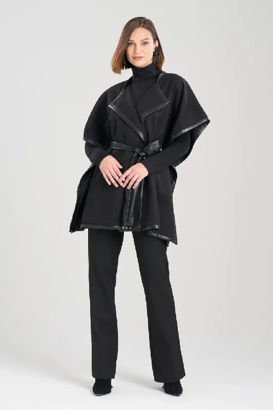 Floral Prints Felt Belted Poncho