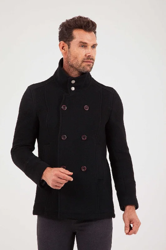 Casual Chic Slim Fit Notch Lapel JPTR Vegas Wool Light Brown Overcoat, Black Burgundy Casual Chic Slim Fit Notch Lapel JPTR Vegas Wool Light Brown Overcoat, Black Burgundy
