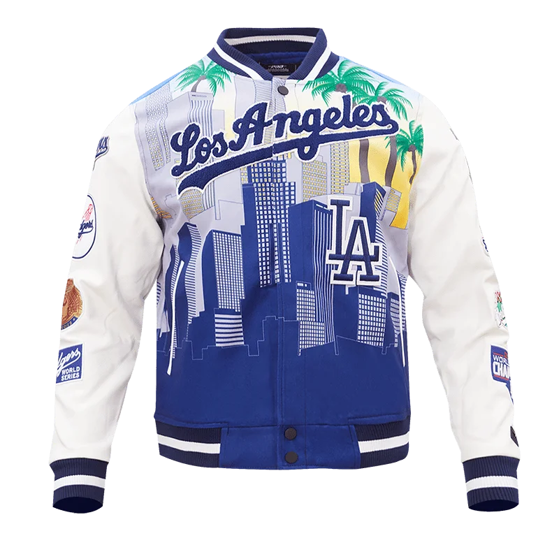 Lively And Youthful MLB LOS ANGELES DODGERS REMIX VARSITY MEN'S JACKET (WHITE)