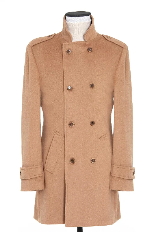 High Street Series Regular Fit Cachet Double Breasted Wool Blend Camel Overcoat