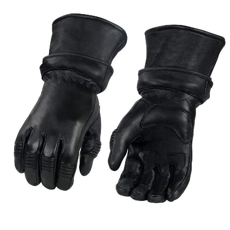 Urban Sense Xelement XG852 Men's Black Insulated Leather Deerskin Gauntlet Motorcycle Gloves