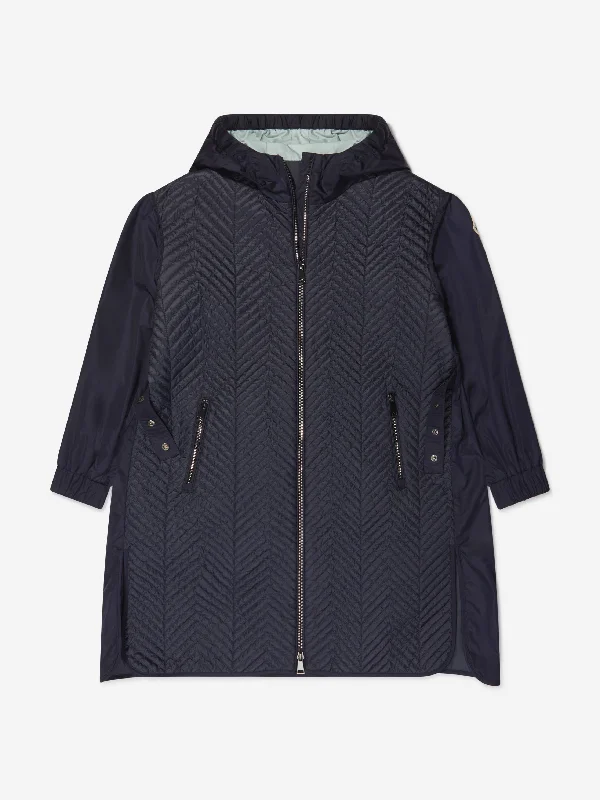 Luxury Customization Moncler Enfant Girls Hooded Seldana Long Coat