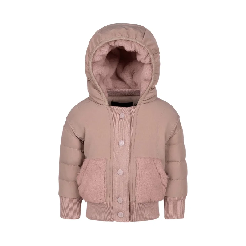 Basic Version coat knit fur lined and pockets - blush