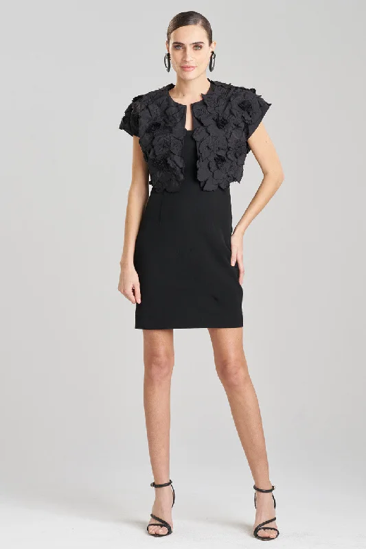 Simple Design Tech Cotton Taffeta Embroidered Bolero