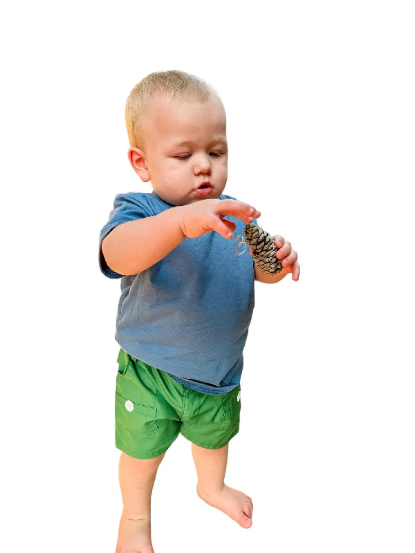 College Style Green Fishing Shorts