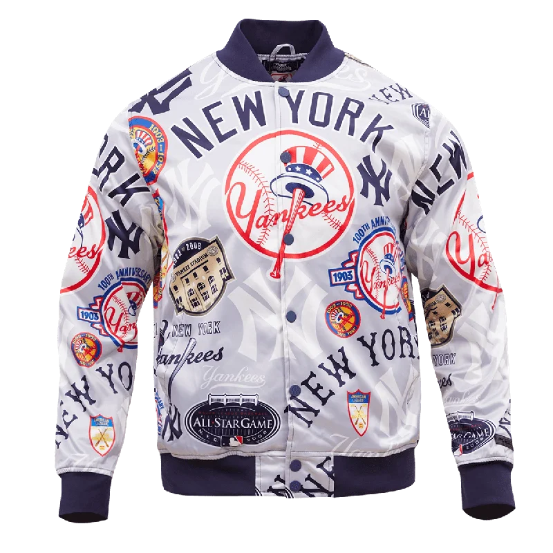 Soft Touch MLB NEW YORK YANKEES AOP MEN'S SATIN JACKET (MIDNIGHT NAVY)