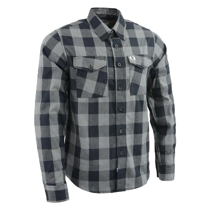 Mid-length Style Milwaukee Leather Men's Flannel Plaid Shirt Black and Grey Long Sleeve Cotton Button Down Shirt MNG11630 Mid-length Style Milwaukee Leather Men's Flannel Plaid Shirt Black and Grey Long Sleeve Cotton Button Down Shirt MNG11630