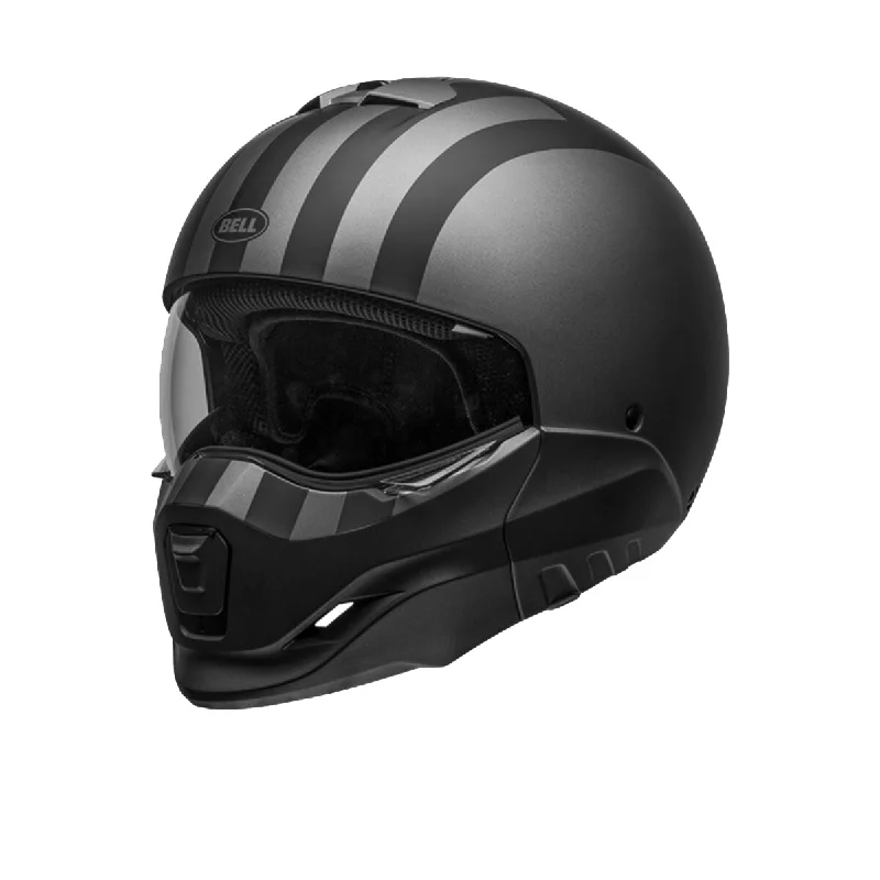 Light And Breathable Bell Broozer ‘Full Face. Open Face. In Your Face’ 2 in 1 Motorcycle Free Ride Matte Gray and Black Helmet