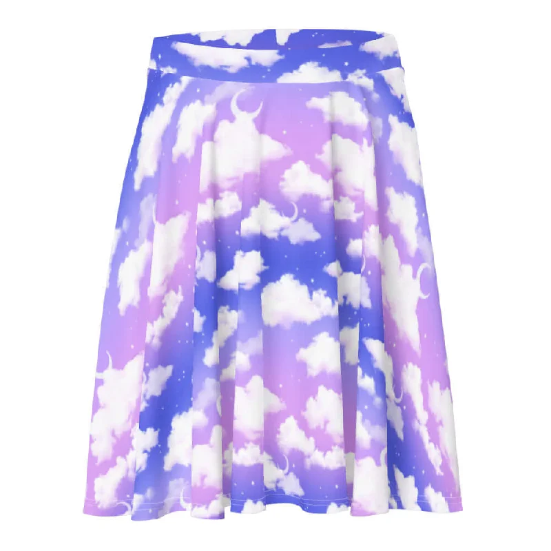 Comfy Chic Wear Cloudy Sky Skater Skirt