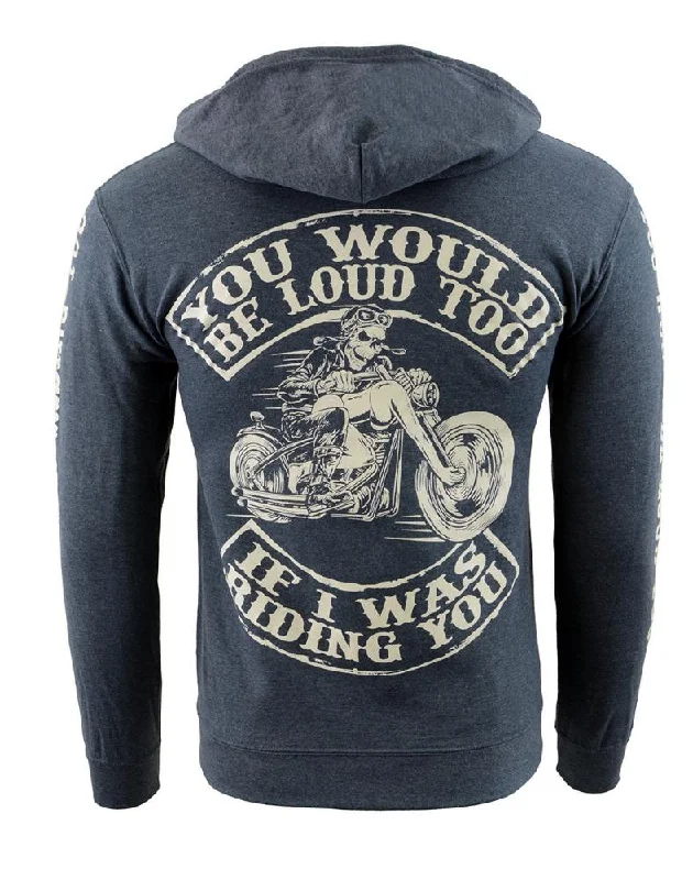 Trendy Layers Biker Clothing Co. BCC118009 Men's Grey 'You Would Be Loud Too' Motorcycle Skull Hoodie Trendy Layers Biker Clothing Co. BCC118009 Men's Grey 'You Would Be Loud Too' Motorcycle Skull Hoodie