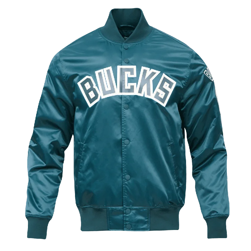 Soft Comfort NBA MILWAUKEE BUCKS BIG LOGO MEN'S SATIN JACKET (FOR)