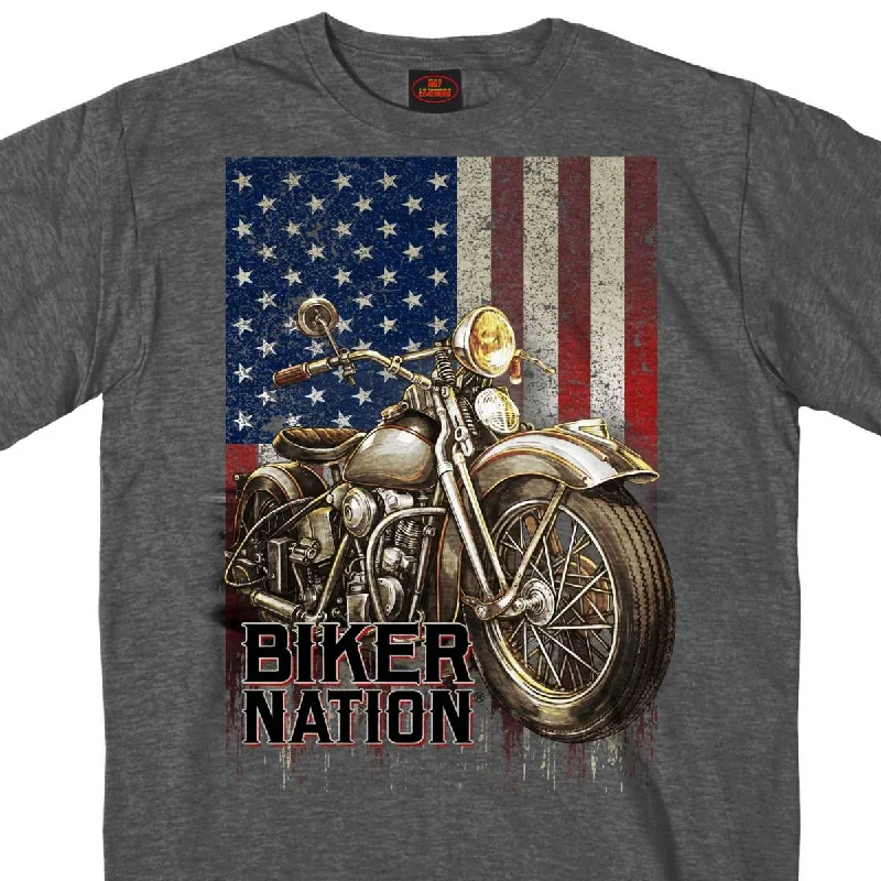 Eye-catching Personality Hot Leathers GMS1462 Mens Classic Cycle Flag Charcoal Heather Gray T-Shirt