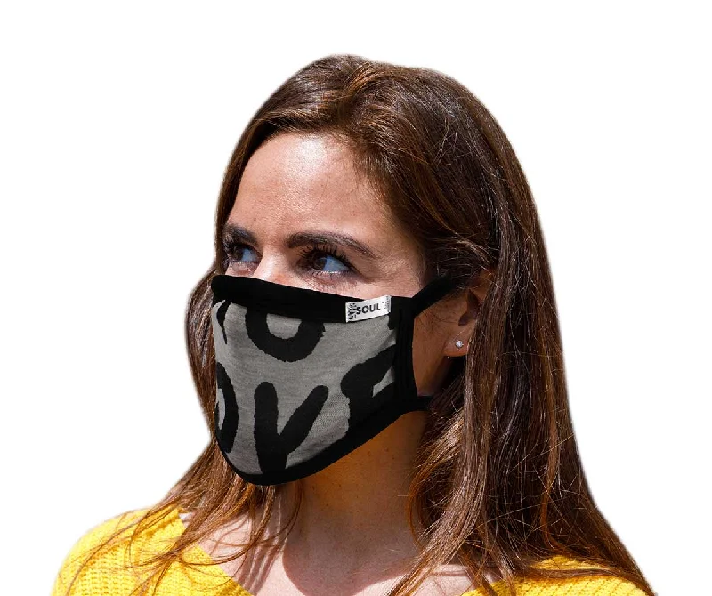 Cozy Chic Trends Air Soul MP7923FM USA Made 'Love' Grey and Black Protective Face Mask with Optional Filter Pocket Cozy Chic Trends Air Soul MP7923FM USA Made 'Love' Grey and Black Protective Face Mask with Optional Filter Pocket