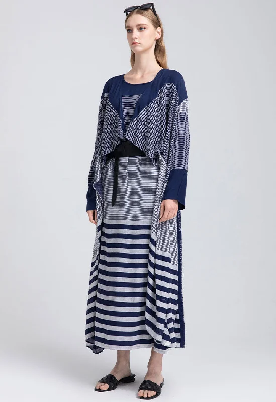 Daily Comfort Contrast Striped Loose Fit Outerwear