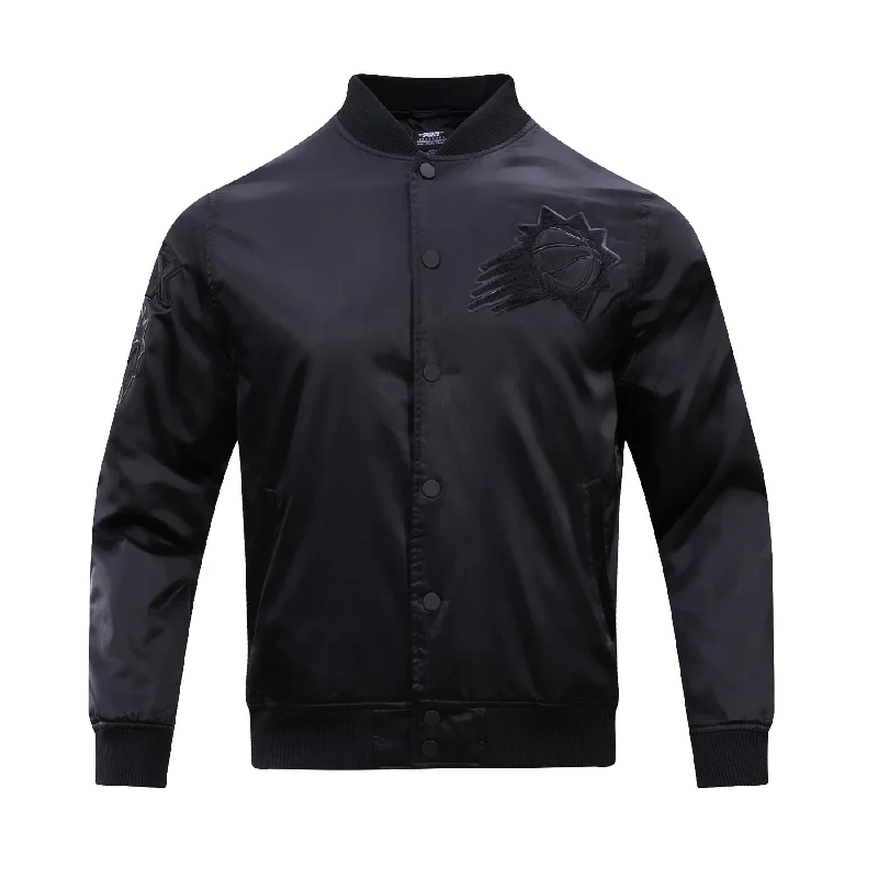 Lace Design NBA PHOENIX SUNS TRIPLE BLACK MEN'S SATIN JACKET (TRIPLE BLACK)