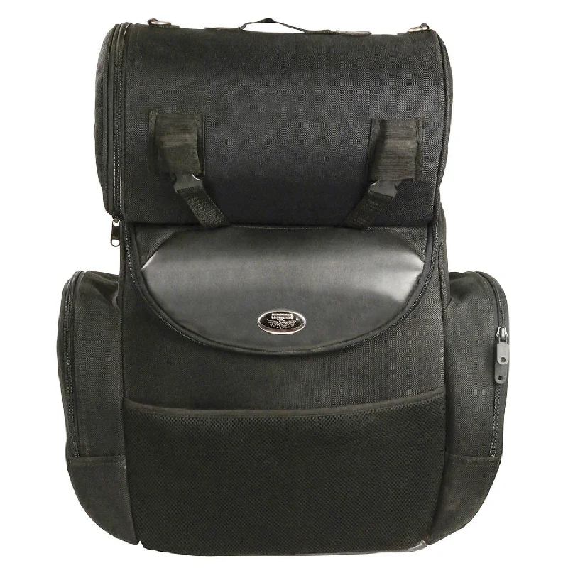Cozy Apparel Milwaukee Leather MP8122 Large Black Textile Motorcycle 2-Piece Deluxe Sissy Bar Bag
