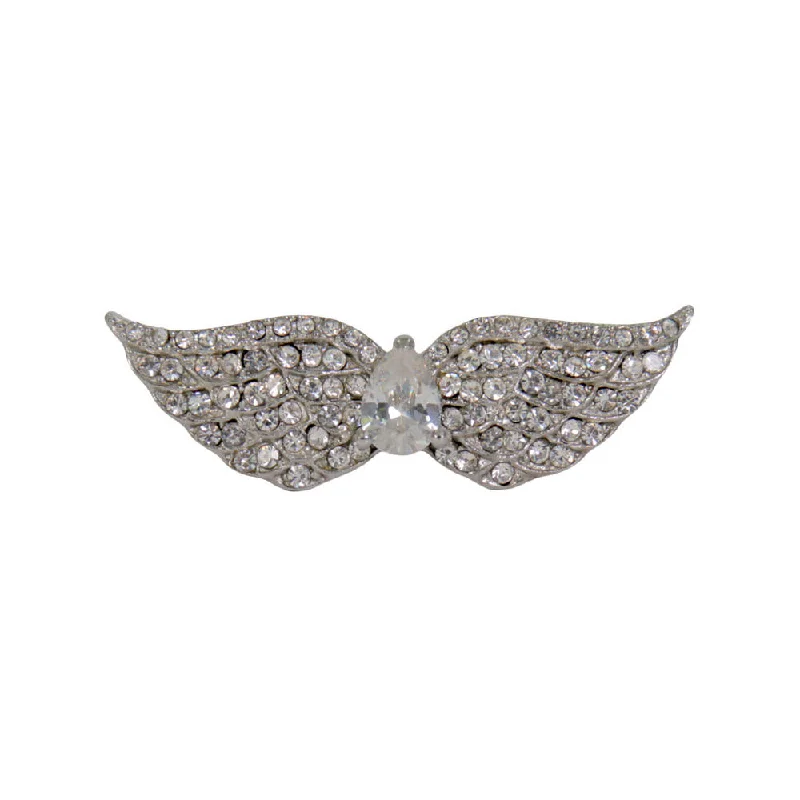Relaxed Fit Wear Hot Leathers JWR1126 Women's White 'Crystal Pearl Wings' Stainless Steel Ring
