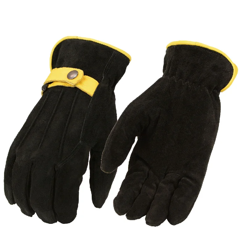 Fashionable In The Times M Boss Apparel BOS37558 Men's Black and Tan Leather Deer Skin Gloves