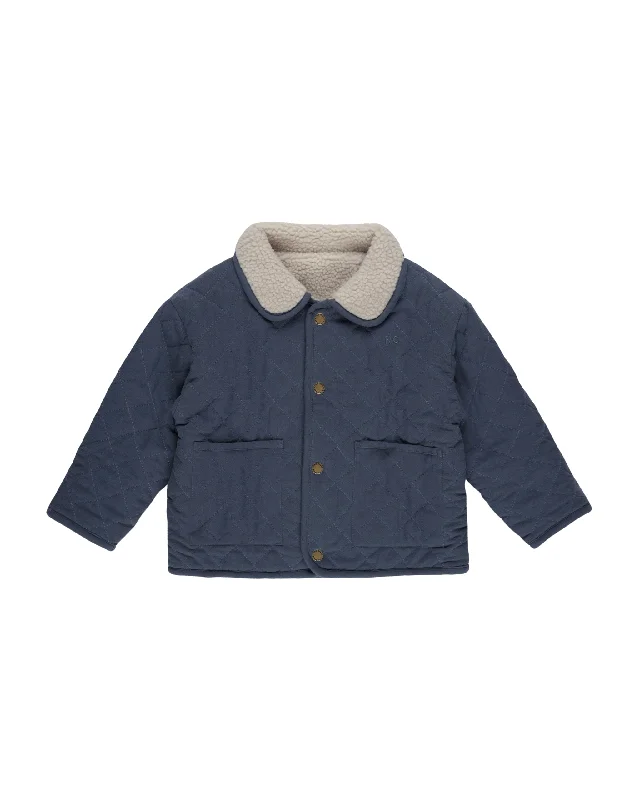 Modernism jacket quilted with sherpa collar - indigo