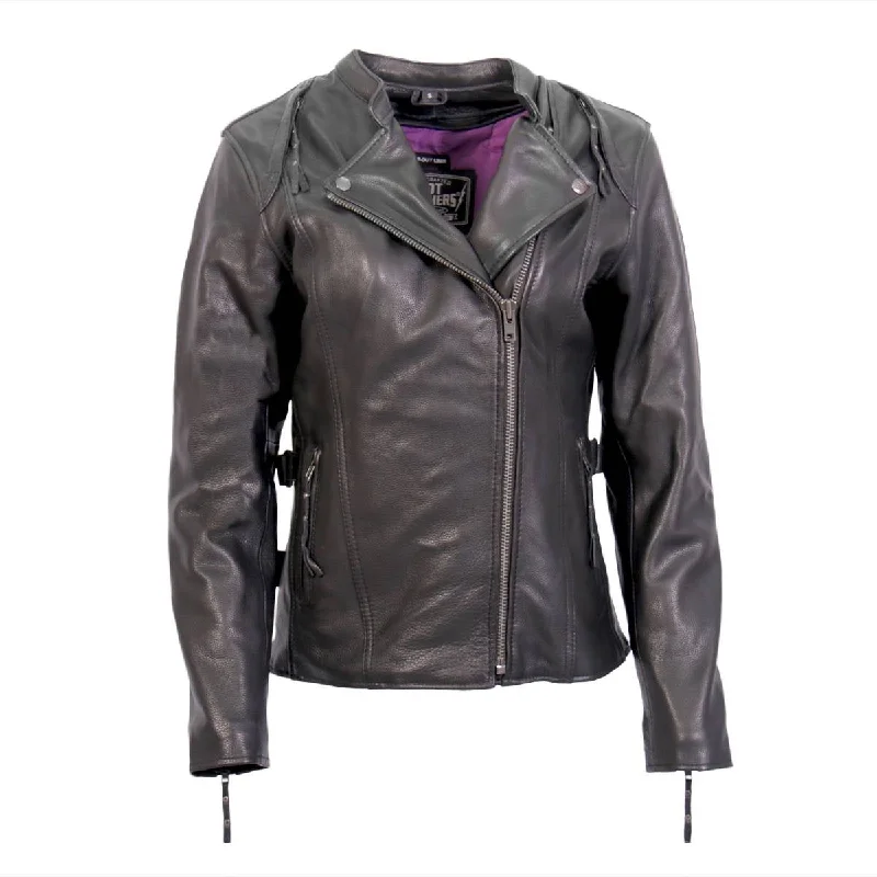 Celebrity Style Hot Leathers JKL1032 Ladies Black Leather Jacket with Vented Side Snaps Celebrity Style Hot Leathers JKL1032 Ladies Black Leather Jacket with Vented Side Snaps