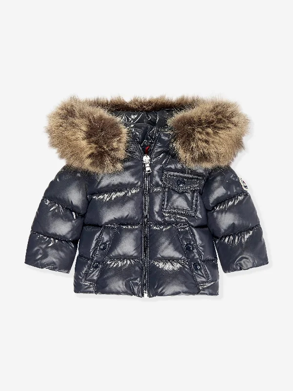 Urban Style Moncler Enfant Baby Down Padded K2F Jacket in Navy