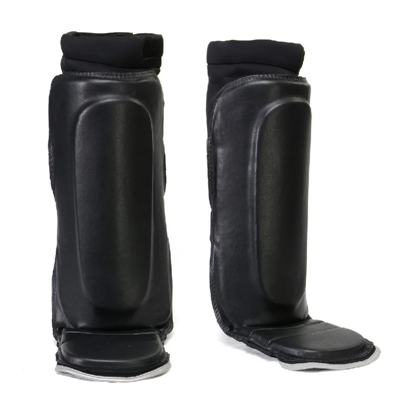 Smart Comfort X-Fitness XF1000 Black and Silver Hybrid Kickboxing MMA Shin Guards