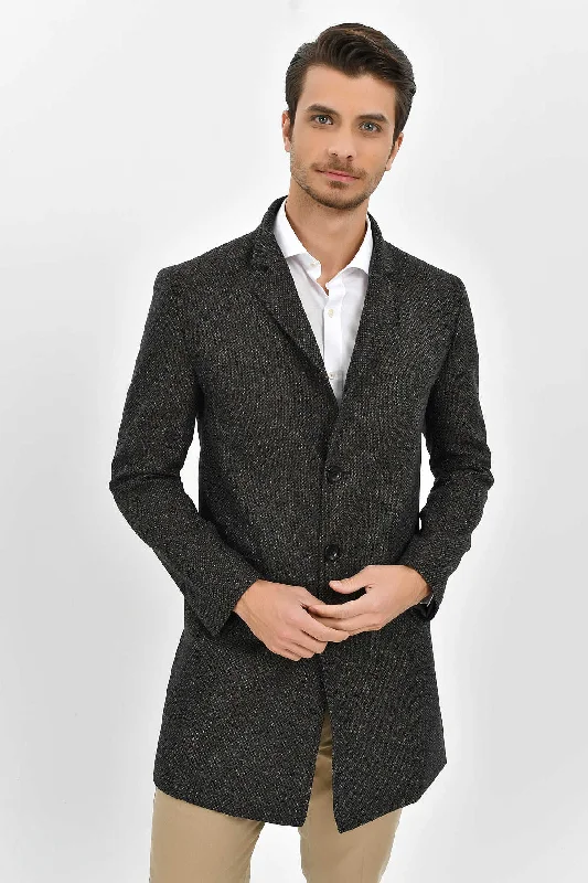 Design Perception Slim Fit Notch Lapel Madrid Wool Light Gray Overcoat, Gray D.1